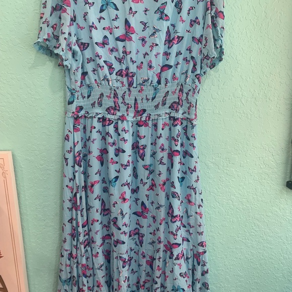 Betsey Johnson Aqua Butterfly Dress NWT 14  Y2K garden party fairy Easter spring - Picture 6 of 7